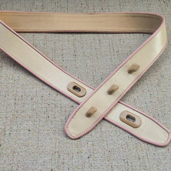 Vintage Cynthia Rowley Ladies Belt Genuine Leather Tan/pink Waistband Size 30 in - Picture 1 of 12